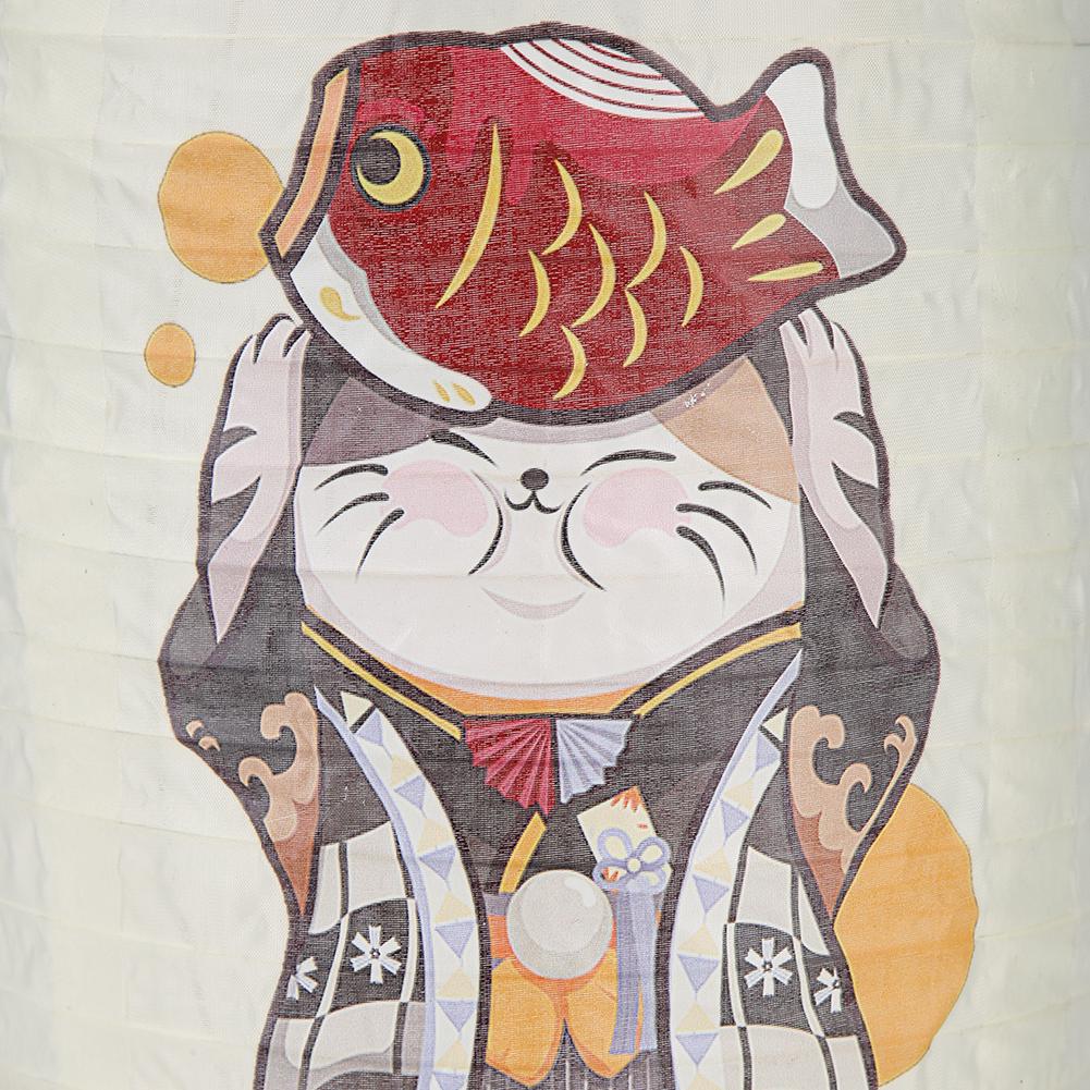 Retro Japanese Style Hanging Lantern Lucky Cat Printed Sashimi Sushi Pub Bistro Restaurant Izakaya Decor Silk Lantern Waterproof