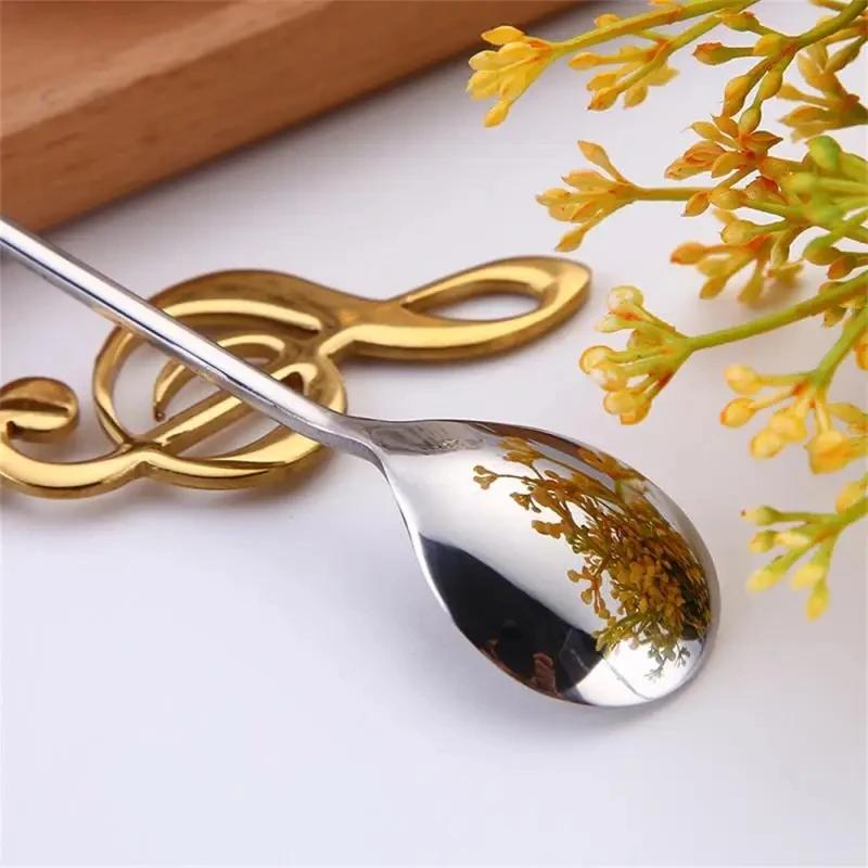 Musical Note Stainless Steel Teapoon Spoon Treble Clef Shape Mug Teaspoons Music Bar Ice Cream Creative Spoon Kitchen Tableware
