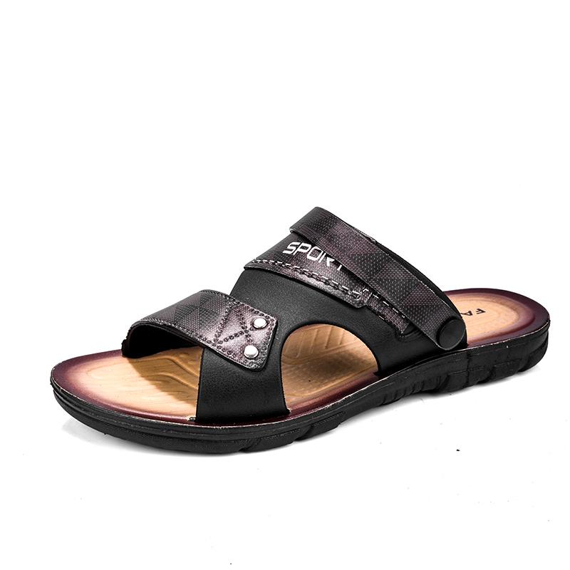 Mens Beach Sandals Open Toe Non-slip Men Slippers Classic Two Uses Male Thick-soled Summer Outdoor Shoes