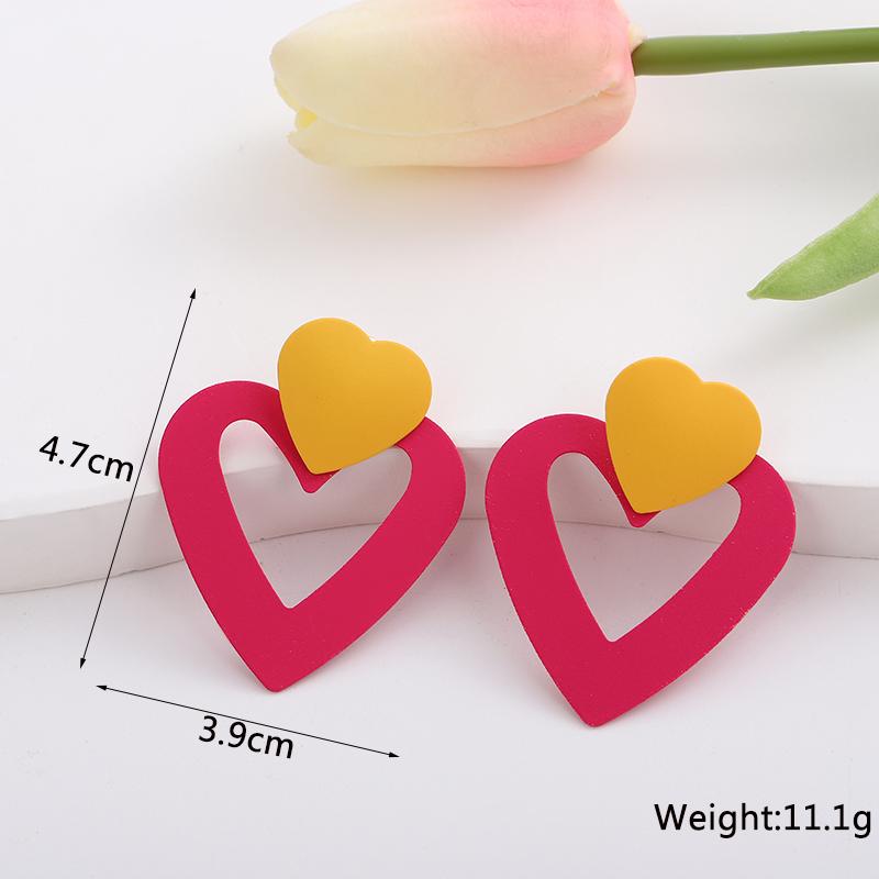 Heart Dangle Earrings for Women Colorful Enamel Crystal Love Heart Sweet Korean Female Drop Earrings aretes de