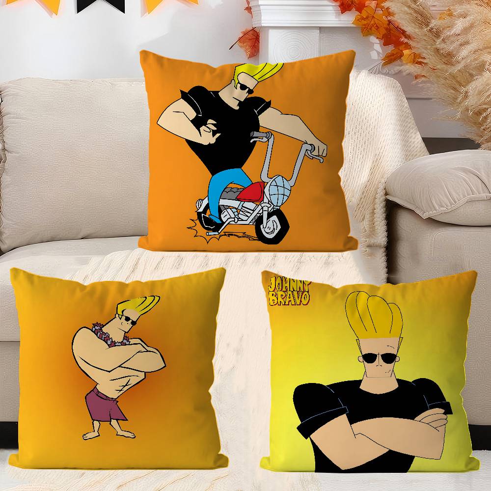Cartoon J-Johnny Bravo Cushion Cover Inches Farmhouse Decor Home Throw Pillow Covers For Couch Decorations