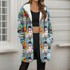 Women's Christmas Printed Fashionable Loose Zipper Fleece Hoodie Jacket