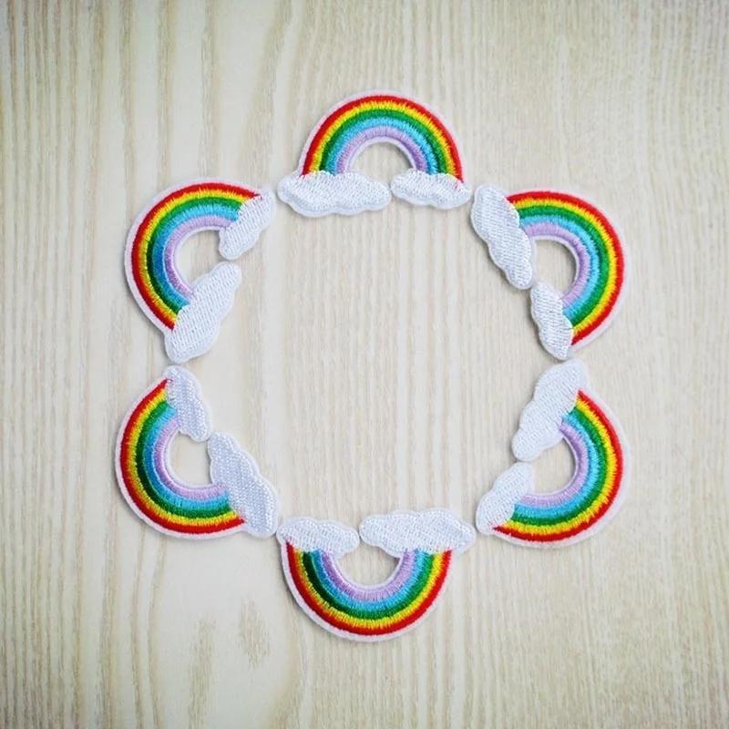 10 Stück Bestickter Aufbügler Kleidung Niedlich Regenbogen Kleidung DIY Motiv Applikation