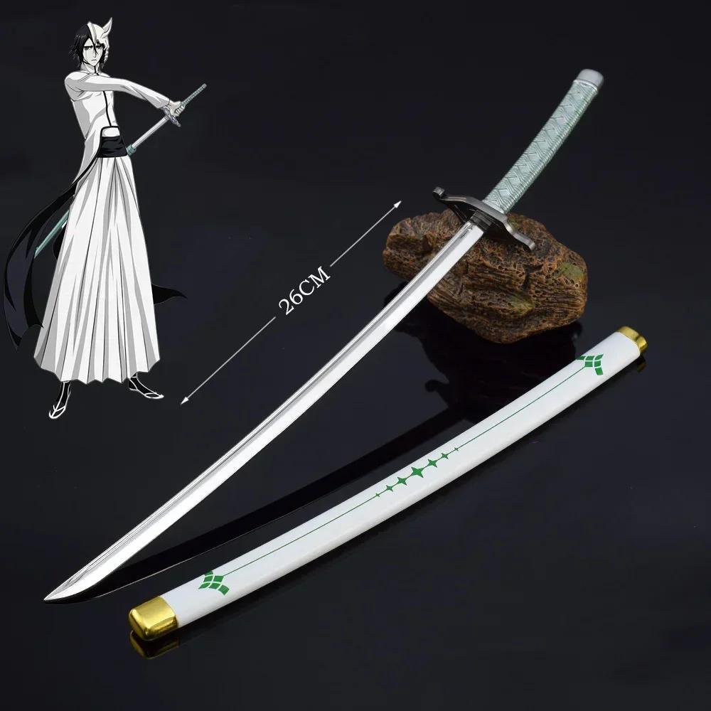 10inch Anime Bleach Katana Kurosaki Ichigo Sword Aizen Metal Ninja Knife Blade Real Size Japanese Katana Samurai Sabre Toy Gift