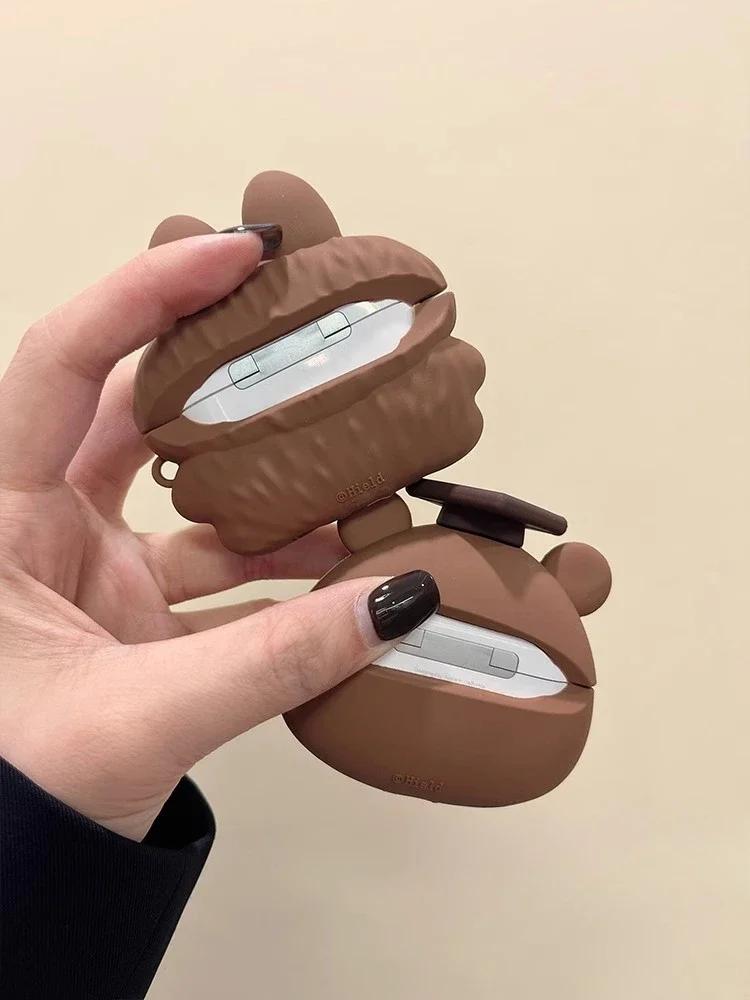 Case For AirPods4 AirPods 3 2 1 Protect Earphone Cover For Apple AirPods Pro2 Cartoon Bear Anime Decorate With Pendant Gift