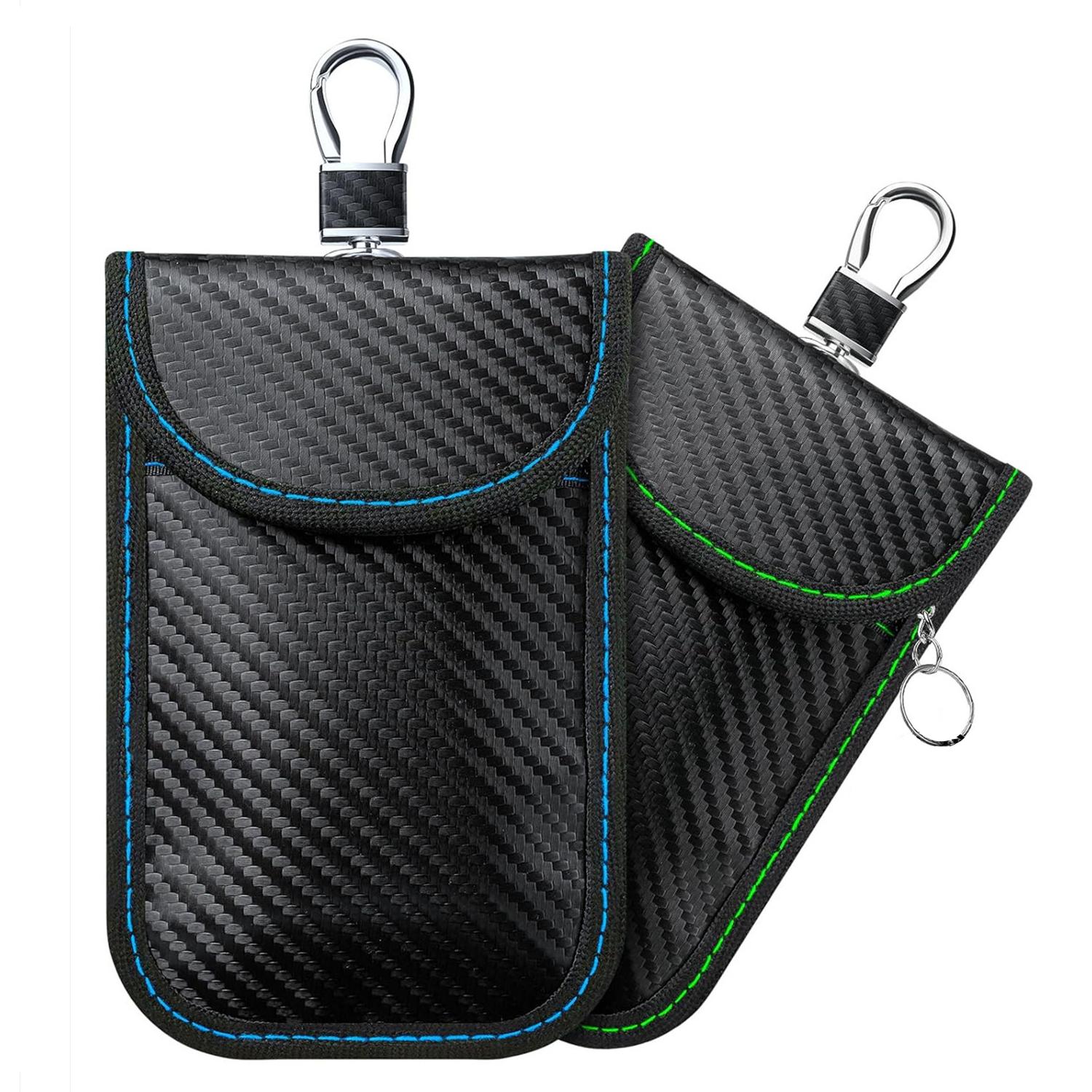 

2025 Модернизированная сумка-брелок Faraday, 2 шт., блокирующий сигнал, защитный чехол для брелока RFID, противоугонная защитная сетка для автомобиля зелёный/синий