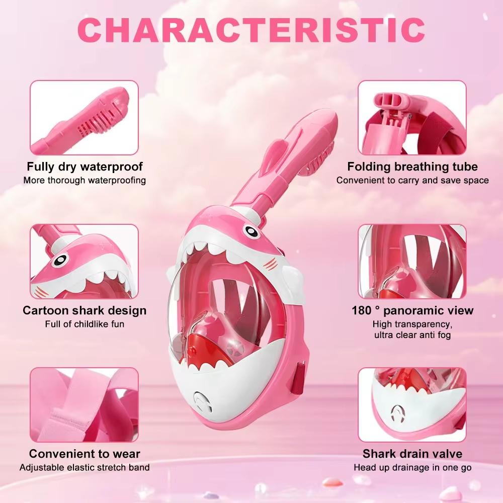 Kids Cartoon Full Face Snorkeling Mask Anti Fog Swimming Diving Mask Children Underwater Scuba Snorkel Set Equipment For Boys Gi