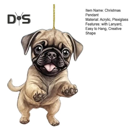 Acrylic Hanging Ornament Animal Dog Pendant with Lanyard Easy To Hang Creative Christmas Tree Ornament Bag Charms