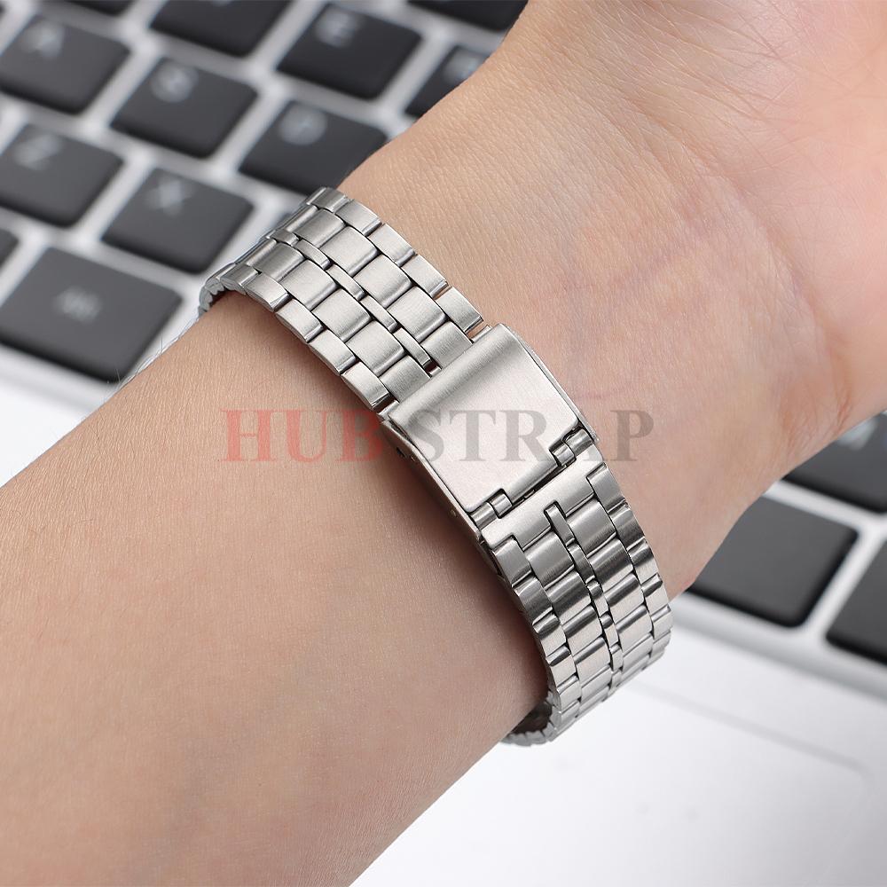 Edelstahl 18mm Armband für Casio für F91W F84/105/108 A158/168 AE1200/1300 B650 AQ230 Uhrenarmband Ultradünne Metallarmbänder