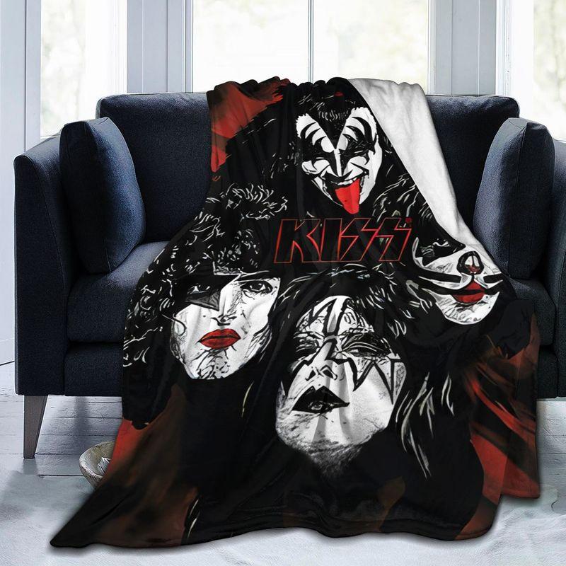 KISS Rock Band Pătură imprimată 3d Pătură de flanel Pătură super moale din lână Pătură caldă pentru dormitor, canapea, canapea, cadouri