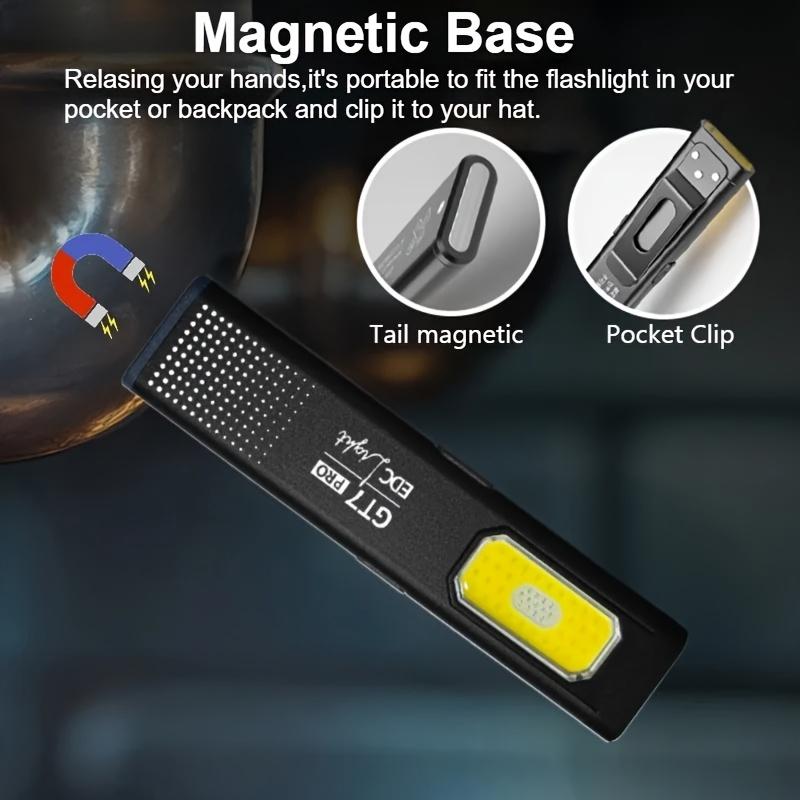 Ultra Thin Flashlight, High Brightness Magnetic Pen Clip, Dual Light Source, 5 Modes, Aluminum Alloy Material Suitable for Outdoor, Emergency