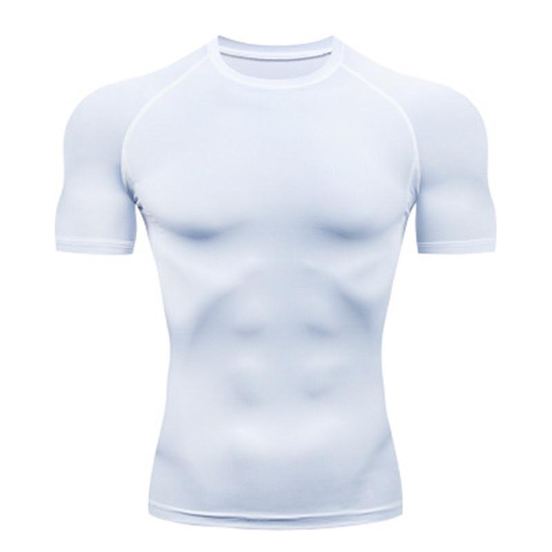 2026 Compression Shirt Summer Men's T-Shirt White Short Sleeve Breathable Quick Dry Fitness Top Sports Long Sleeve Compression Shirt
