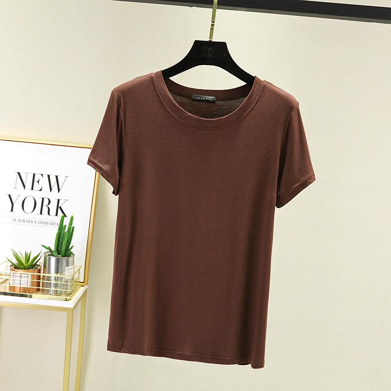 Women's Plus Size Round Neck Short Sleeve T-Shirt - Summer Solid Color Versatile Inner/Outer Layer