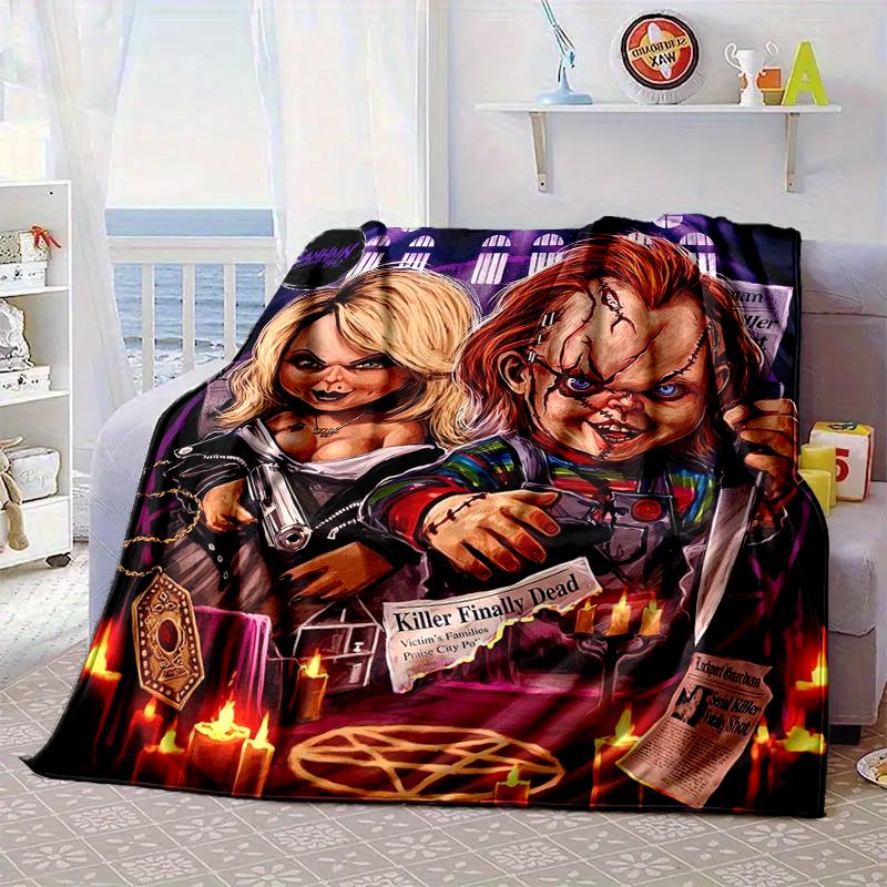 Chucky's Halloween Horror Blanket Flannel Blanket for bed, sofa, Camping, Hiking, Picnic Essentials, gift for family Fan gifts