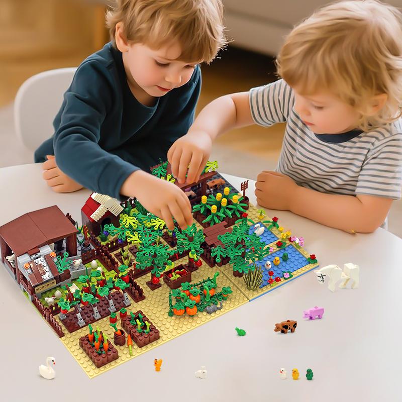 Moc Farm Animals Trees Plants Construction Blocks Toy Sets Henhouse Blocks Toy Sets For Kids Gifts With Vegetables Fruits Blocks Parts