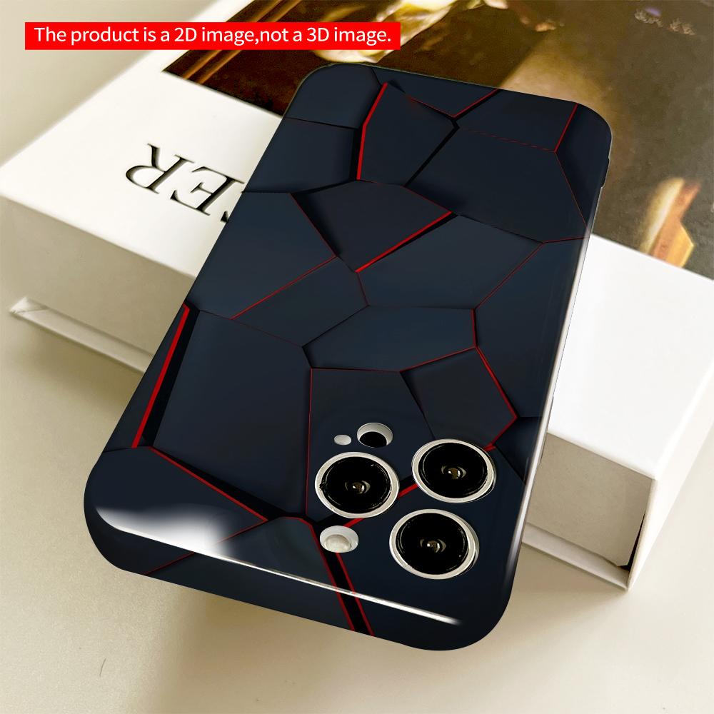 2DFlat Dark Geometric Cracks with Red Glow All inclusive film hard phone case, compatible with iPhone 18 Pro Max 17 16 15 14 13 12 11