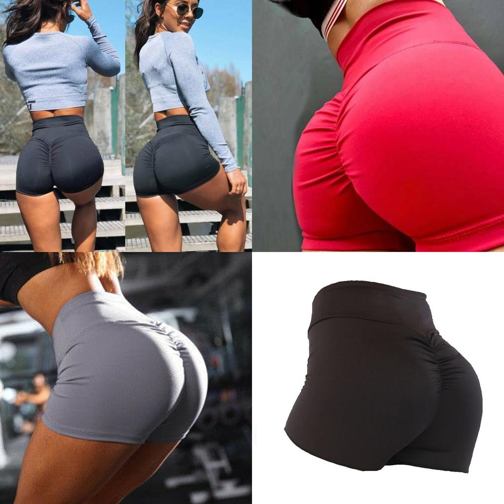 Hohe Yoga-Shorts Mit Push-Up Raffung Für Fitnessstudio Workouts**