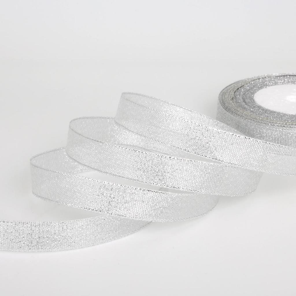 22m Gold Silver Silk Ribbon for DIY Cake, Birthday Decoration, and Gift Wrapping