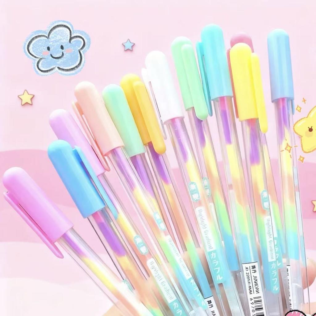 12pcs Colorful pastel pens, gradient watercolor fluorescent gel pens, DIY greeting card, prizes