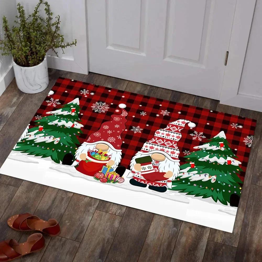 Weihnachtsteppich Bereichsteppiche Rutschfeste Eingangsfußmatte für Wohnzimmer Schlafzimmer Dekor Weiche Badezimmer Küchenbodenmatte Vorleger