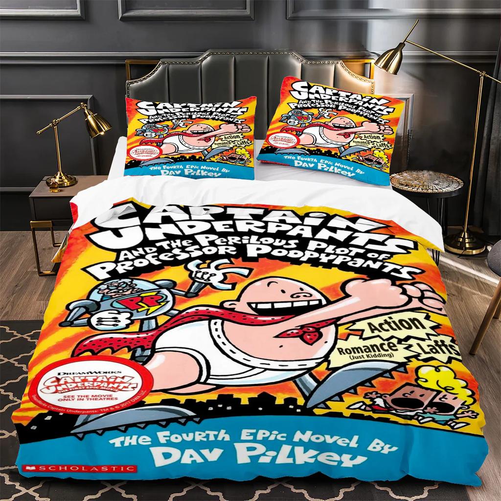 Cartoon Captain Underpants 3D Printed Duvet Cover Pillowcase Bedding Set Twin Full Queen King Size For Bedroom Decor
