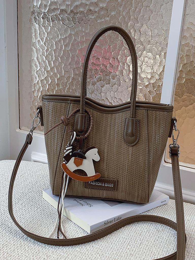 Premium sense contrasting color bucket bag temperament women's summer commuting leisure tide single shoulder oblique span bag