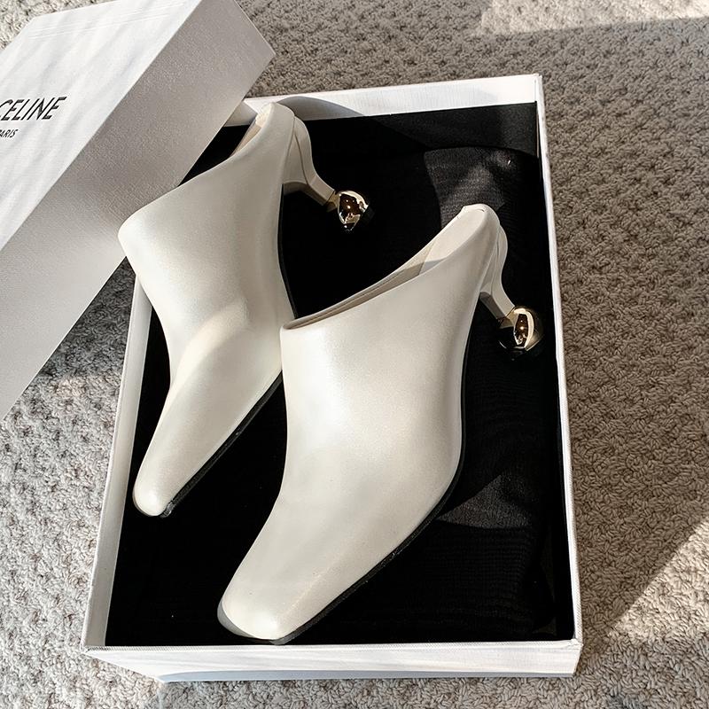 Fashion Baotou Slippers Spring New Square Head Deep Mouth Slip-on with Anti-slip Wear-resistant Special-shaped Sandals