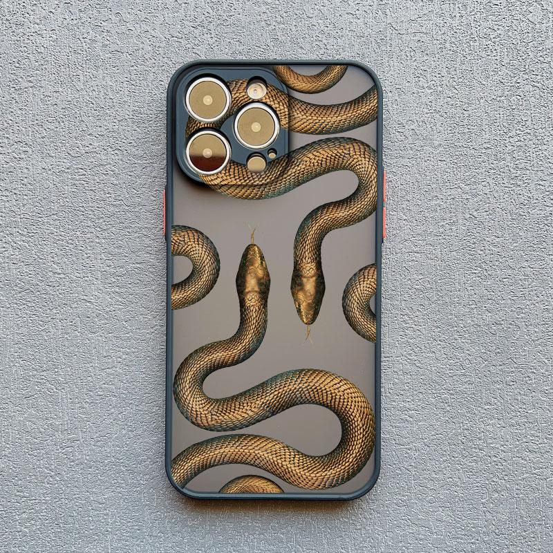 Luxurious Black Gold Snake Phone Case for IPhone 17 16 Plus 15 14 13 12 11 Pro Max Mini X XR Unique Dragon Shockproof Back Cover
