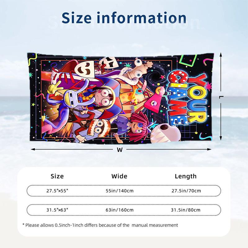 The Amazing Digital Circus Beach Towel, Personalized Custom Text, Quick Dry Soft Large Towel For Swimming Pool Travel