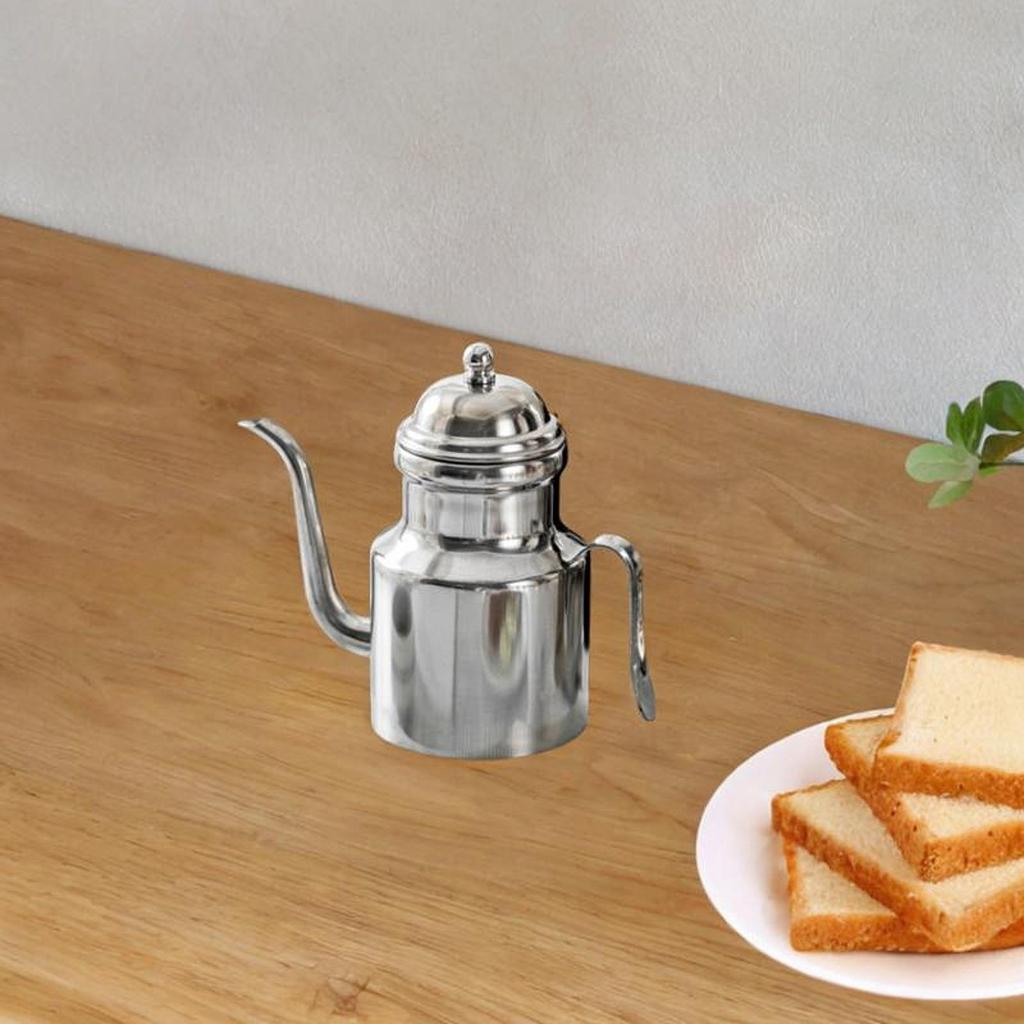 Stainless Steel Oil Container 450ml Leakproof Dispenser Pot for Cooking Camping Home Kitchen