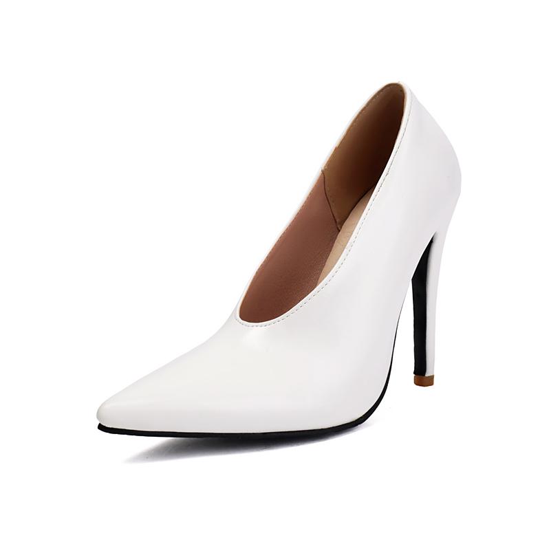 

ANNYMOLI Женские туфли-лодочки с острым носком, на тонком высоком каблуке, лаконичного дизайна, туфли-перчатки, женская модная обувь, весна-осень, белые, 46 35 белый