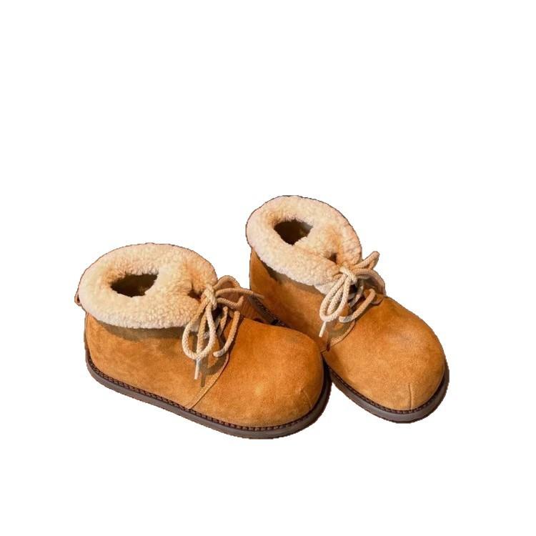 Korean version of Boken shoes suede inner height increase snow boots 2025 winter velvet bread boots fluffy warm cotton shoes short boots