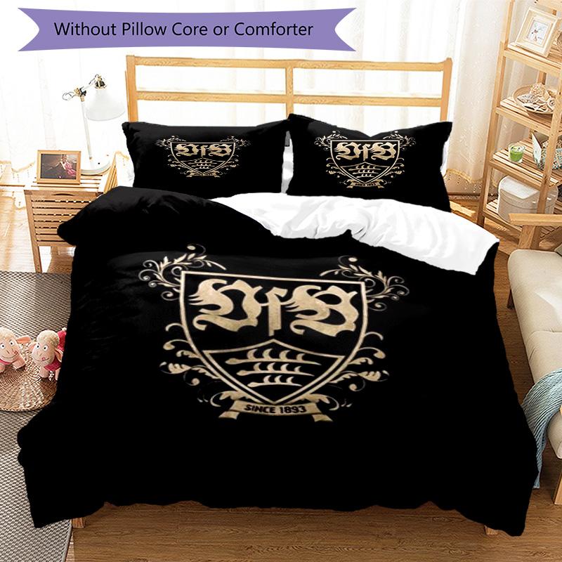 Vfb Fc Crest Printed Pattern Duvet Cover Set – includes 1 duvet cover and 2 matching pillowcases Bedroom decor Christmas gifts