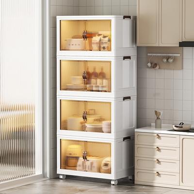 Caixa de armazenamento transparente de 1 unidade Caixa de armazenamento dobrável com tampas e polia - Organizador portátil de 1/2/3 camadas para fácil acesso e armazenamento conveniente