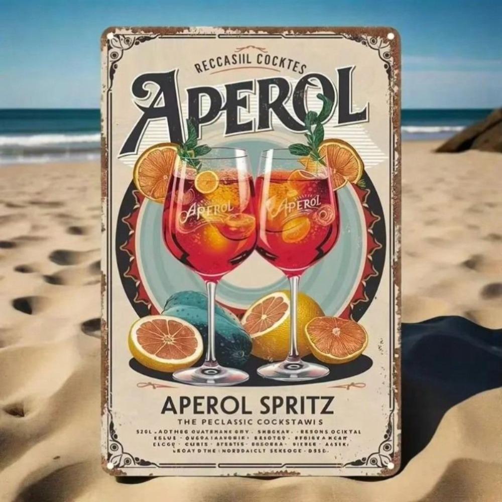 Vintage Aperol Cocktail Metal Sign for Wall Bar Cafe Decor Waterproof