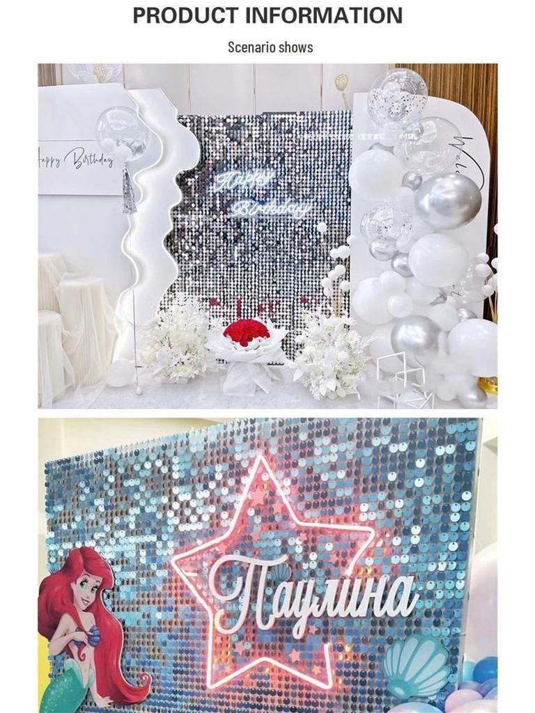 Kinetic Sequin Mirror Curtain: Shiny Round Panel for Weddings and Birthdays Backdrop