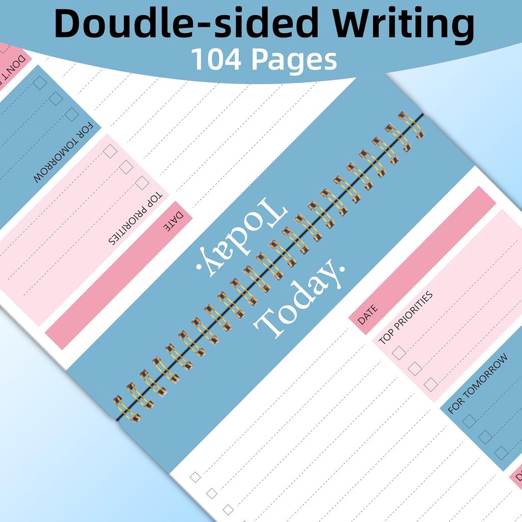 To Do List Notepad - Daily Planner Notepad Undated 52 Sheets Tear Off, 6.5" x 9.8" Checklist Productivity Organizer with Hourly Schedule for Tasks