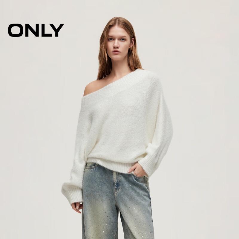 ONLY Women s Embellished Sequin Batwing Knit Sweater S