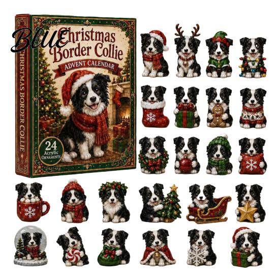 Weihnachts-Adventskalender 2026 Hunde-Kalender, 24-tlg. Acryl-Anhänger-Set mit Mini-Welpen, Festliche Raumfiguren, 2D Flache Baum-Hänge-Countdown