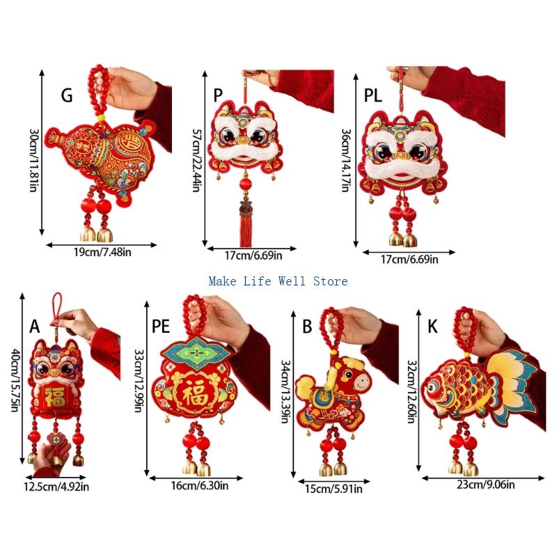 Chinese New Year Hanging Ornaments Velvety and Cotton Fabric Year of Horse Pendant for Entryway Wall Festival Event