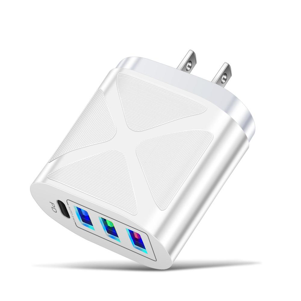 Mobile Phone Charging Head Fireproof Material 3.1A Multi-port 3USB+PD Type-c Mobile Phone Charger