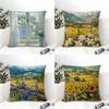 Beautiful Landscape Painting Style Linen Cushion Covers For Decorative Sofa Home Pillows Case Car Chair Pillows Cases
