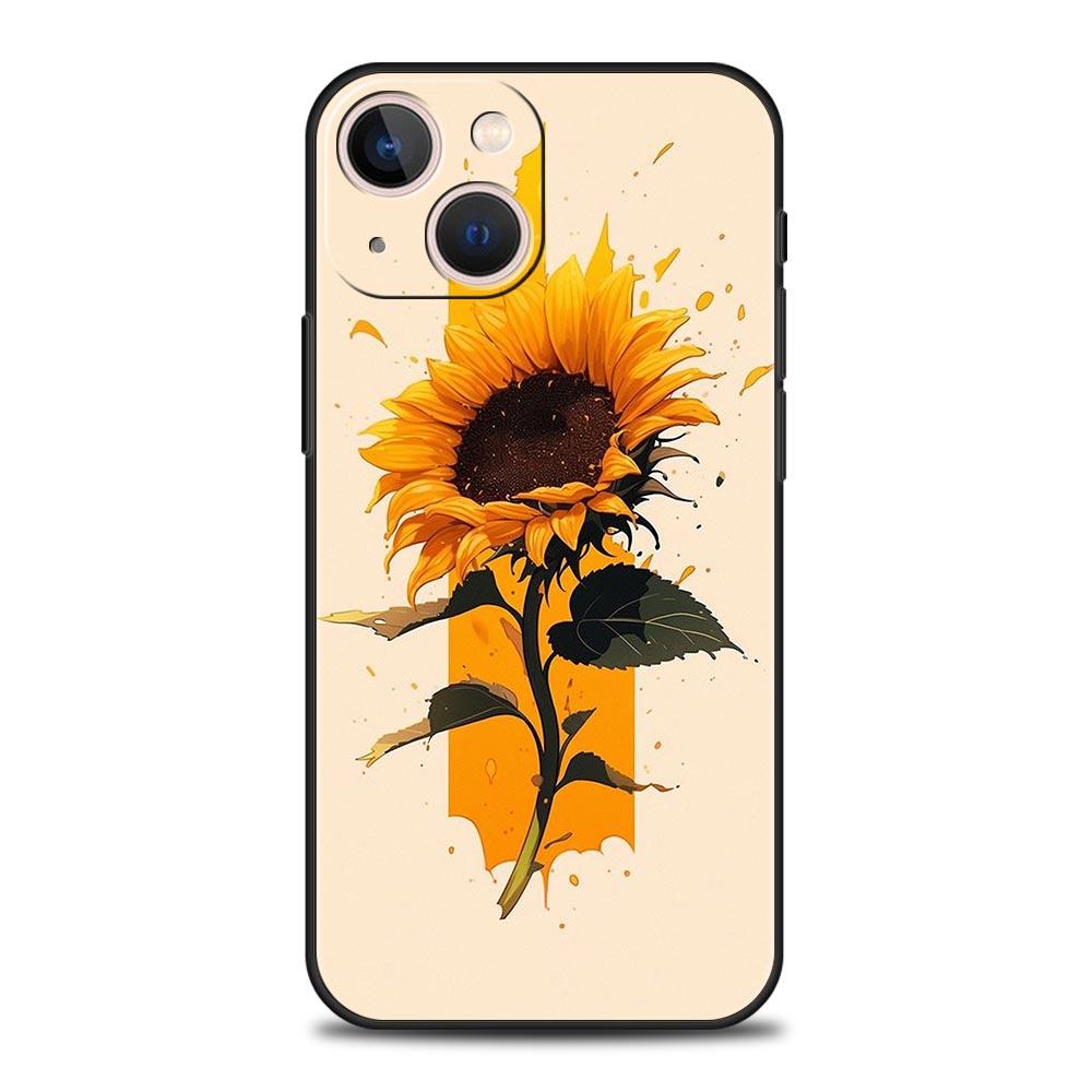 

Чехол для телефона с подсолнухом для iPhone 17 16 15 Pro Max 11 12 13 14 7 8 Plus SE 2020 X XR XS Мягкий черный iPhone 7Plus-8P