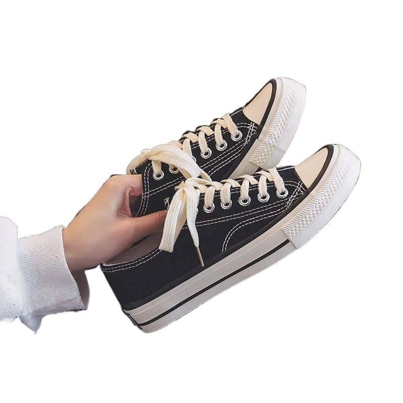 ins canvas shoes female Korean version versatile student 2025 spring and summer new Hong Kong style retro shoes original style white board shoes