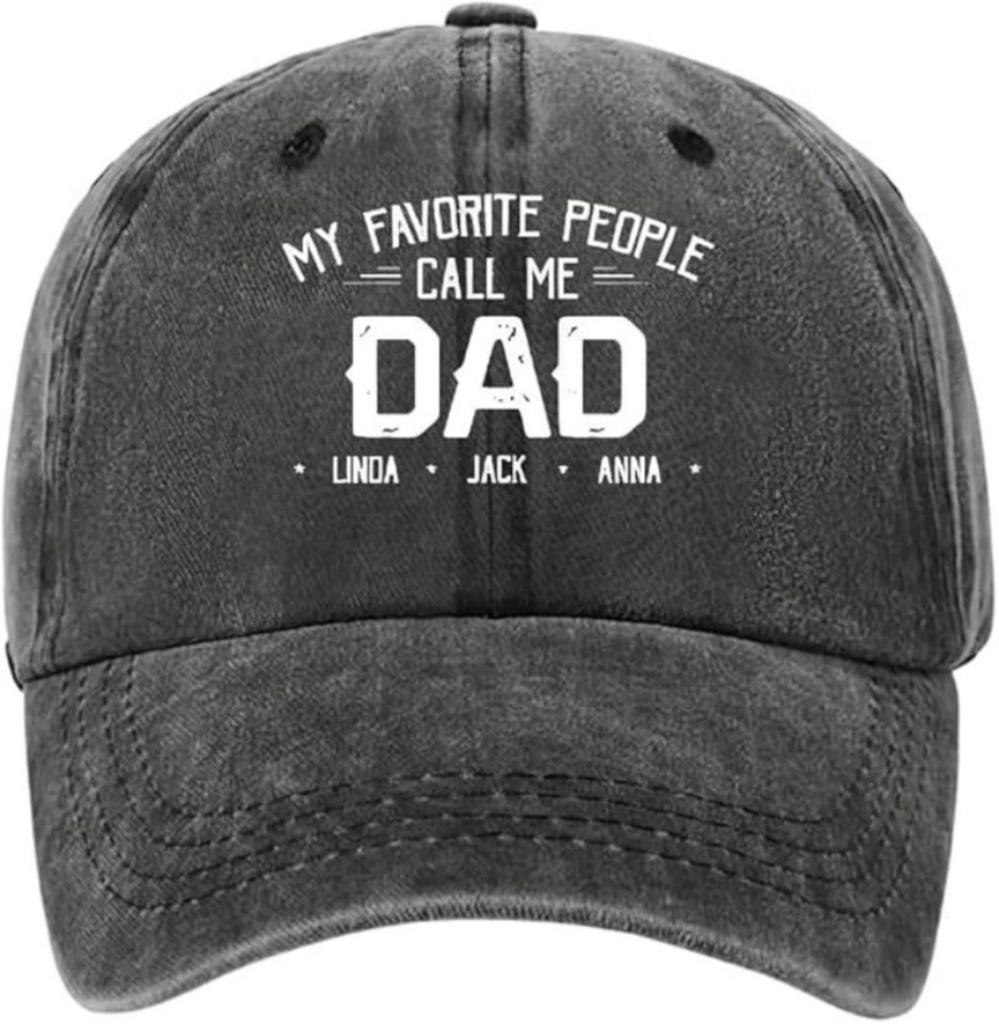 Personalized Vintage Washed Denim Cap for Grandpa, Dad – Custom Baseball Hat for Men, Father's Day Birthday Gift for Daddy, Papa
