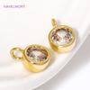 Shiny Zircon Charms Pendants 18K Gold Plated Brass Round Pendants Accessories For Jewellery Making Supplies DIY Jewelry Crafts