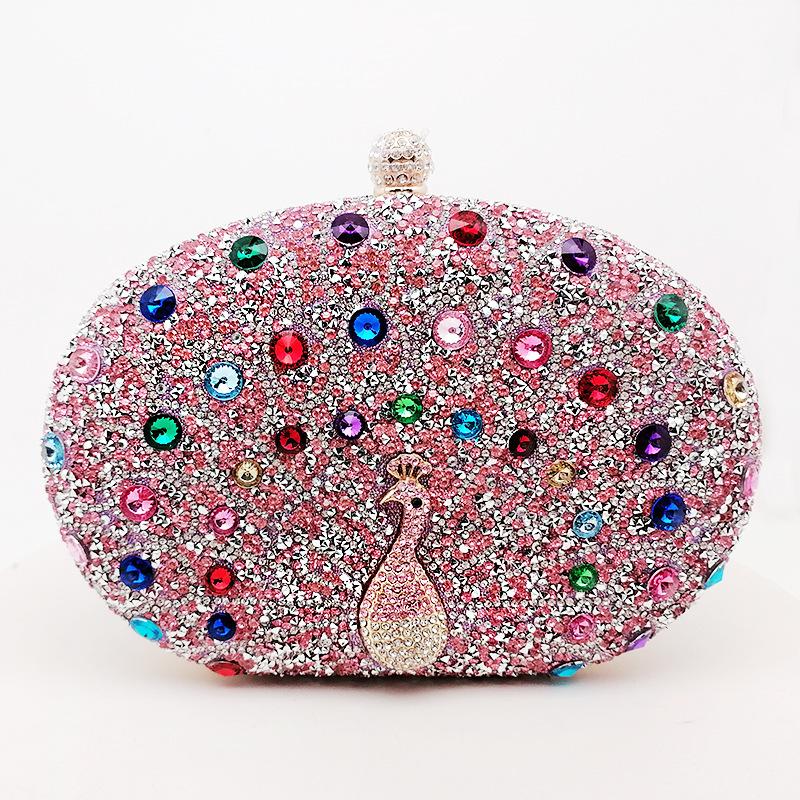 Green Peacock Woman Bags Diamond Vintage Party Evening Handbag Crossbody Shoulder Bag for Ladies Bling Luxury Designer Purses