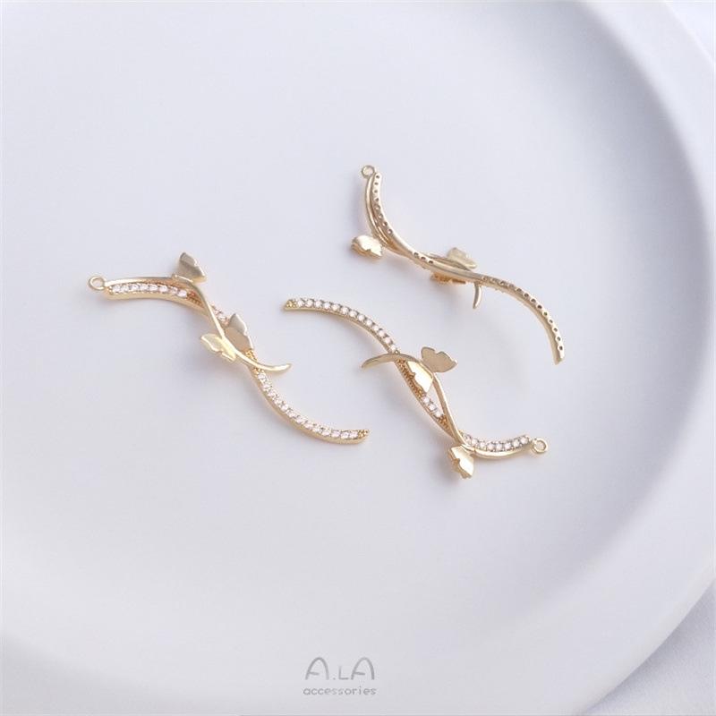14K Gold-Filled Color-Preserve Zircon Butterfly Tassel Pendant Earrings for DIY Jewelry