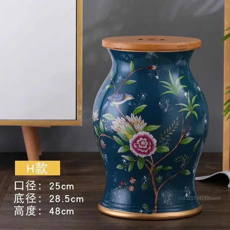 European Drum Ceramic Stool 28x48cm with