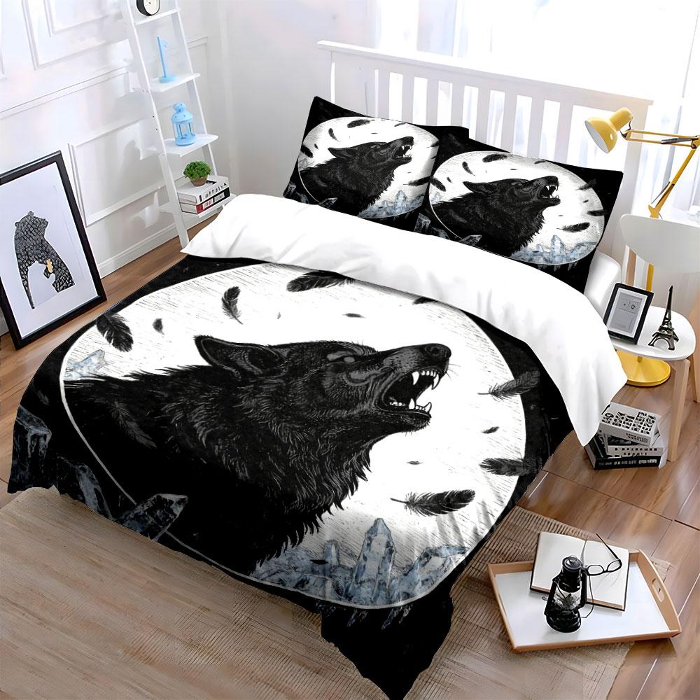 Wolf Art Decor Set - Home Soft Comfortable Duvet Cover Bedding Set Included 1*Duvet Cover & 2*Pillowcases, Gift